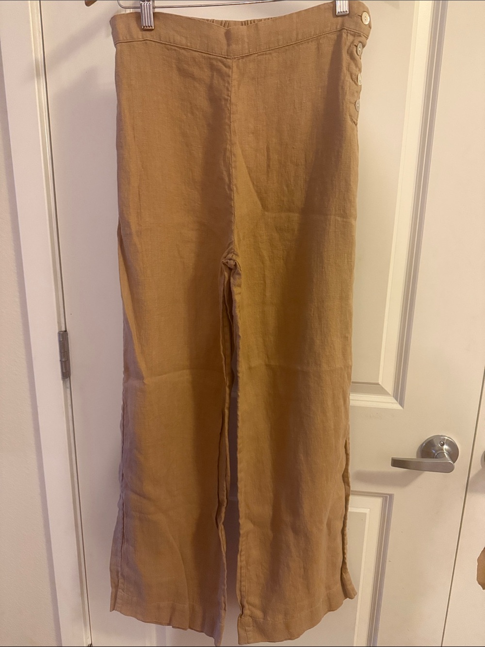Sugar Candy Mountain Wide Leg Calla 100% Linen Pants in Camel Size Medium
